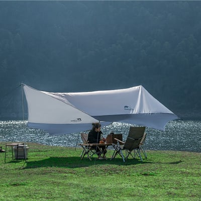 Naturehike 旭日六角蝶形天幕 150D牛津布涂銀 風暴藍3