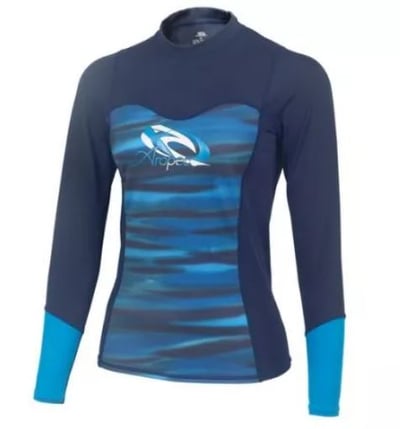 Aropec 女款長袖防曬水母衣 藍色水波紋1