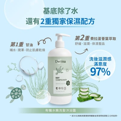 【Derma丹麥德瑪】寶寶有機水嫩洗髮沐浴露150ml9