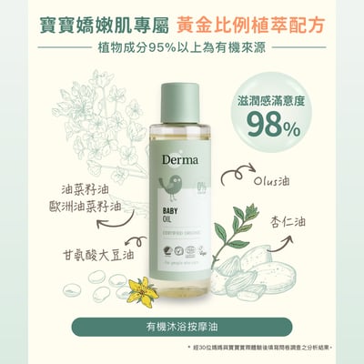 【Derma丹麥德瑪】寶寶有機沐浴按摩油 150ml7