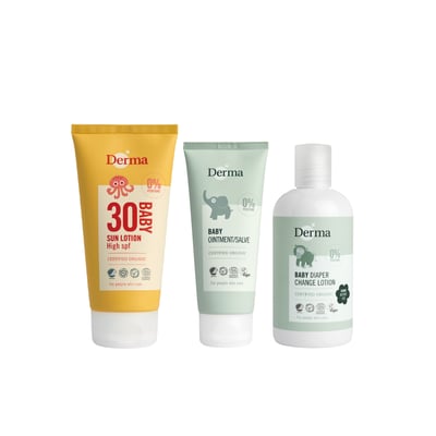 【Derma丹麥德瑪】外出旅行必備組-物理防曬+乾洗屁屁+萬用膏2