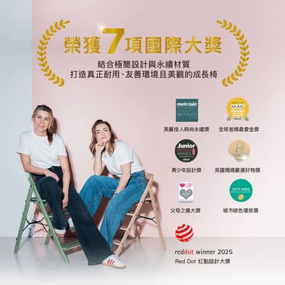 【KAOS】Klapp折疊成長餐椅經典組(經典櫸木)-主體＋護圍＋餐盤+安全帶4