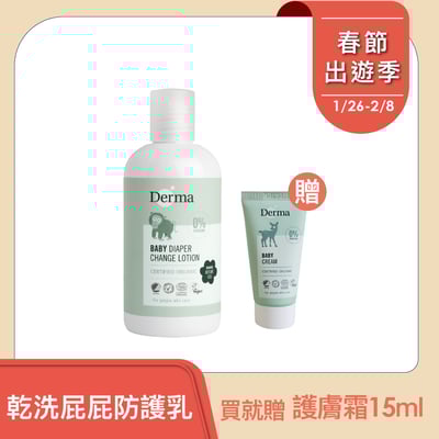 【Derma丹麥德瑪】寶寶乾洗屁屁防護乳250ml1