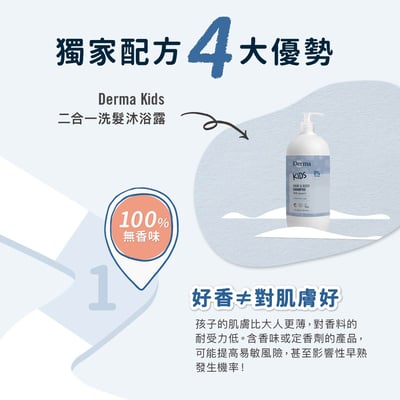 【Derma丹麥德瑪】兒童2合1洗髮沐浴露500ml6