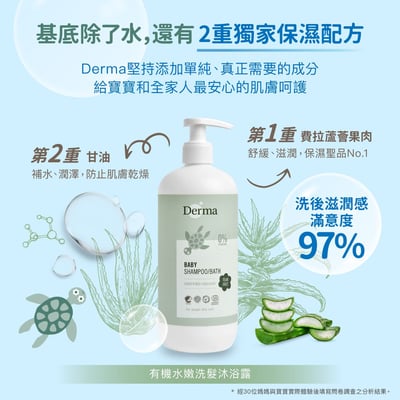 【Derma丹麥德瑪】寶寶有機水嫩洗髮沐浴露家庭號 500ml7
