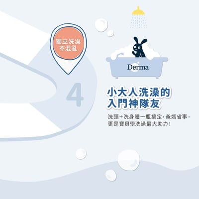 【Derma丹麥德瑪】兒童2合1洗髮沐浴露500ml8