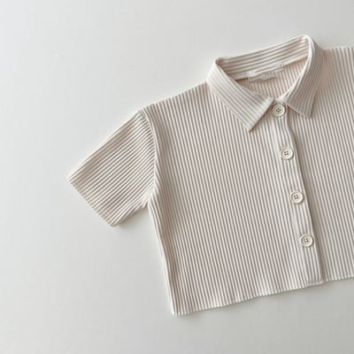 立領條紋襯衫套裝4