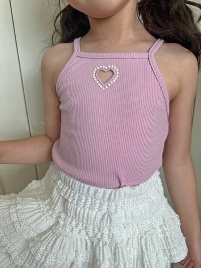 鑲珍珠 鏤空愛心細肩帶5