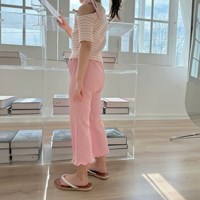 木耳花邊垂墜休閒褲8