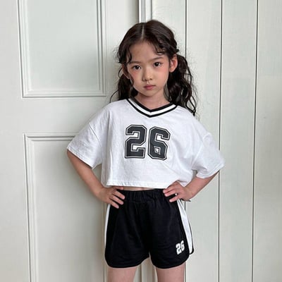 夏季V領配色數字運動套裝2