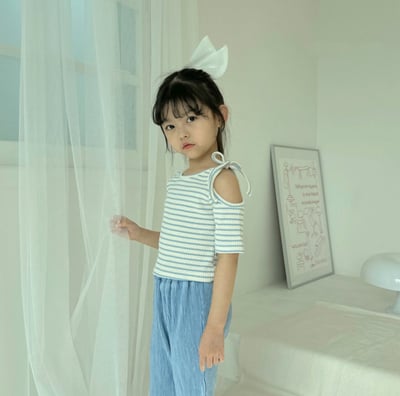 單邊露肩綁帶上衣3色5