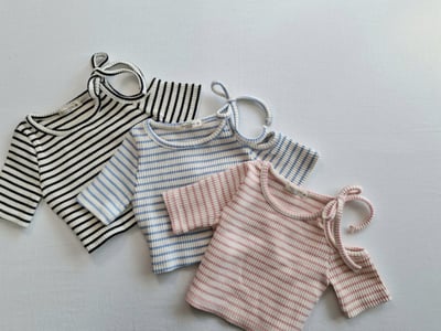 單邊露肩綁帶上衣3色4