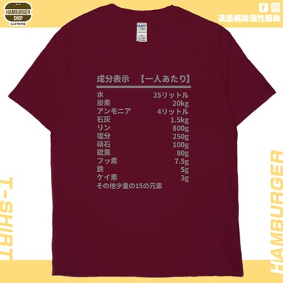 人類構成成份表(短T)Hamburger T-shirt shop13