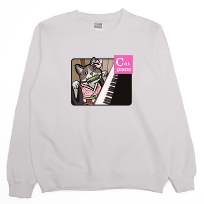 Cat Piano(大學T)Hamburger T-Shirt Shop4
