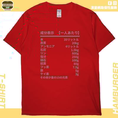人類構成成份表(短T)Hamburger T-shirt shop8