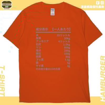 人類構成成份表(短T)Hamburger T-shirt shop18