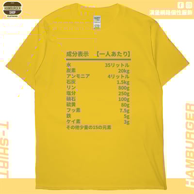 人類構成成份表(短T)Hamburger T-shirt shop16