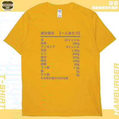 人類構成成份表(短T)Hamburger T-shirt shop19