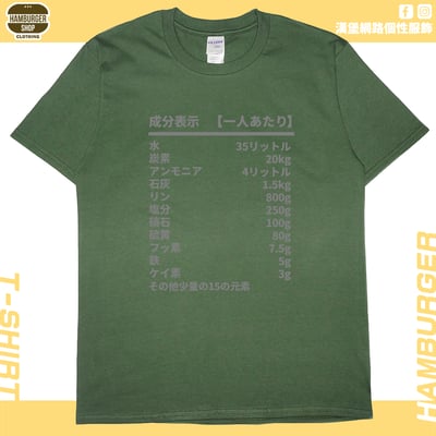 人類構成成份表(短T)Hamburger T-shirt shop9