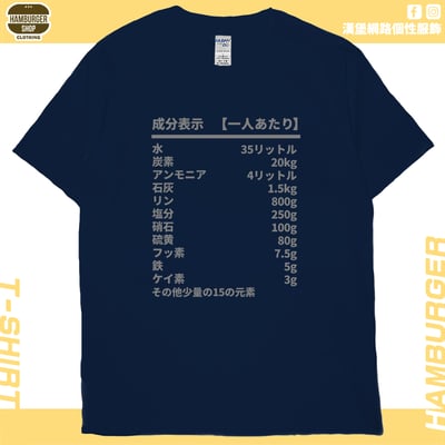 人類構成成份表(短T)Hamburger T-shirt shop1