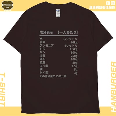 人類構成成份表(短T)Hamburger T-shirt shop4