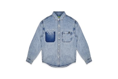 CURSIVE DENIM SHIRT草寫刺繡牛仔襯衫(藍)1