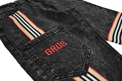 STRAIGHT PATCH WASH JEANS 直紋口袋雪花萊卡褲(水洗)3