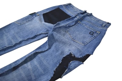 Ripped patch Jeans 爆裂拼接牛仔褲(藍黑)5