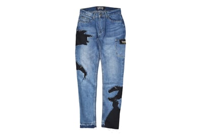 Ripped patch Jeans 爆裂拼接牛仔褲(藍黑)1