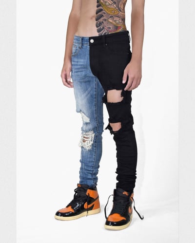 HIT JEANS (L/R)  陰陽破壞牛仔褲3