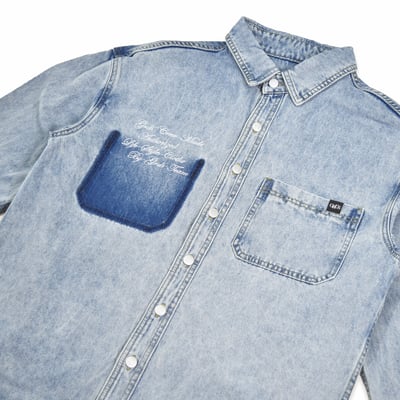 CURSIVE DENIM SHIRT草寫刺繡牛仔襯衫(藍)2