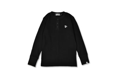 G'$ Goethe WAFFLE HENLEY LONG SLEEVE TEE(黑)1