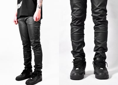 Paint wax pants 蠟面修身窄筒貼腿彈性皮褲2