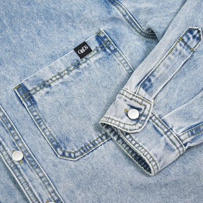 CURSIVE DENIM SHIRT草寫刺繡牛仔襯衫(藍)4