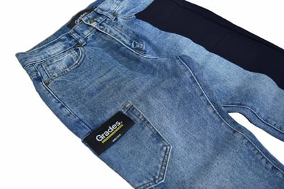 STITCHING HALF JEANS 單邊對半拼接牛仔褲(藍)3