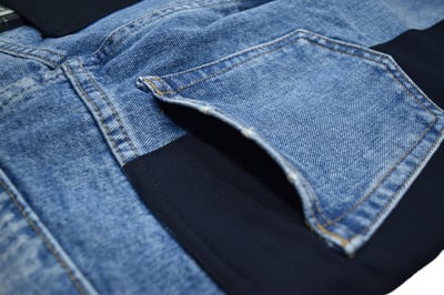 STITCHING HALF JEANS 單邊對半拼接牛仔褲(藍)8