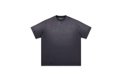 HANDWRITING LOGO DISTRESSED WASHED T-Shirt(水洗黑)1
