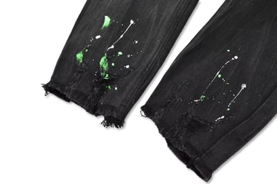 WASHED PAINTING JEANS 綠點潑漆刀割牛仔褲5