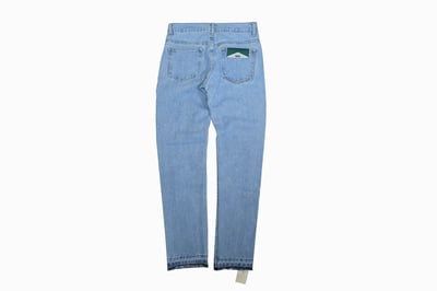 SPLICING JEANS 配布跑邊牛仔褲(藍)5