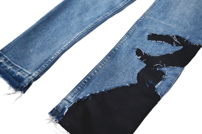 Ripped patch Jeans 爆裂拼接牛仔褲(藍黑)2
