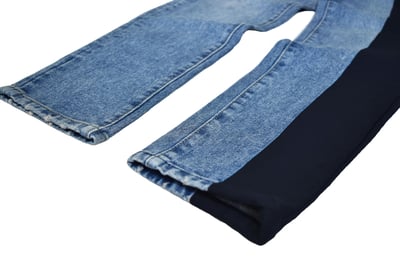 STITCHING HALF JEANS 單邊對半拼接牛仔褲(藍)4