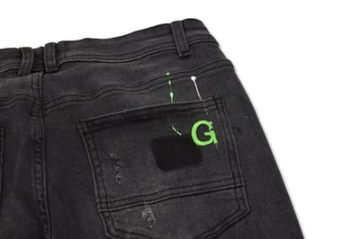 WASHED PAINTING JEANS 綠點潑漆刀割牛仔褲3