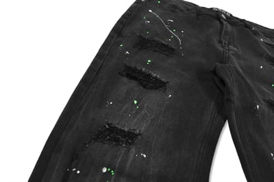 WASHED PAINTING JEANS 綠點潑漆刀割牛仔褲4
