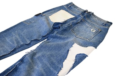 Ripped patch Jeans 爆裂拼接牛仔褲(藍白)5