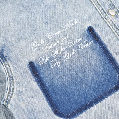 CURSIVE DENIM SHIRT草寫刺繡牛仔襯衫(藍)3