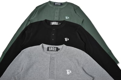 G'$ Goethe WAFFLE HENLEY LONG SLEEVE TEE(灰)3