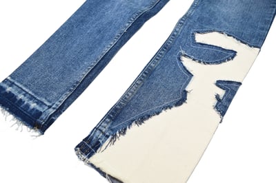 Ripped patch Jeans 爆裂拼接牛仔褲(藍白)3