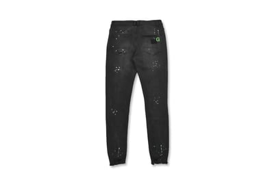 WASHED PAINTING JEANS 綠點潑漆刀割牛仔褲6