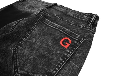 STRAIGHT PATCH WASH JEANS 直紋口袋雪花萊卡褲(水洗)7