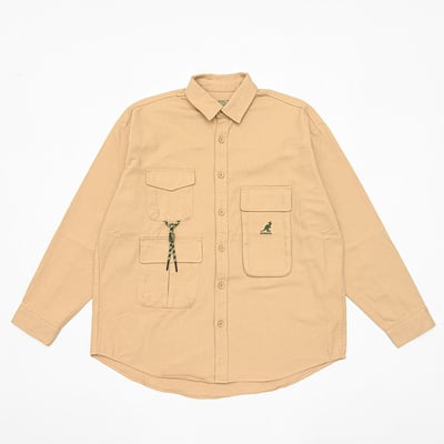 KANGOL袋鼠工裝口袋襯衫外套-卡其6